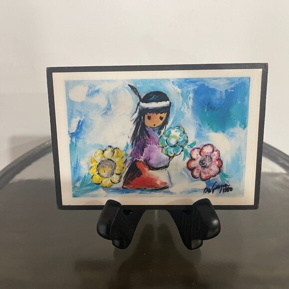 Ted De Grazia Art Work on Wooden Plaques, Set of 2 - Picture 7 of 9